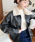 レザージャケット ライダース ファーティペット...の詳細画像4