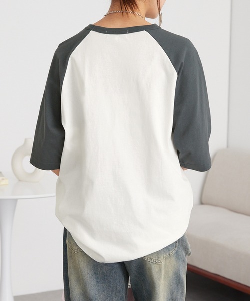 MONO-MART tシャツ ワンポイントロゴ刺繍 ラグランスリーブ半袖T