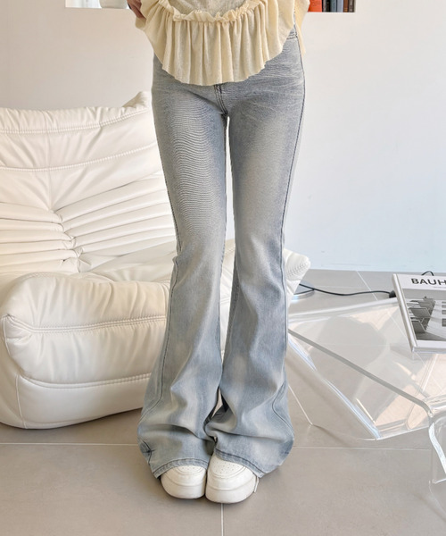 【新品未使用】kunio sato クニオコレクション　デニムフレアパンツ Ada. ジーンズ デニム デニムパンツ ウォッシュ加工 フレア