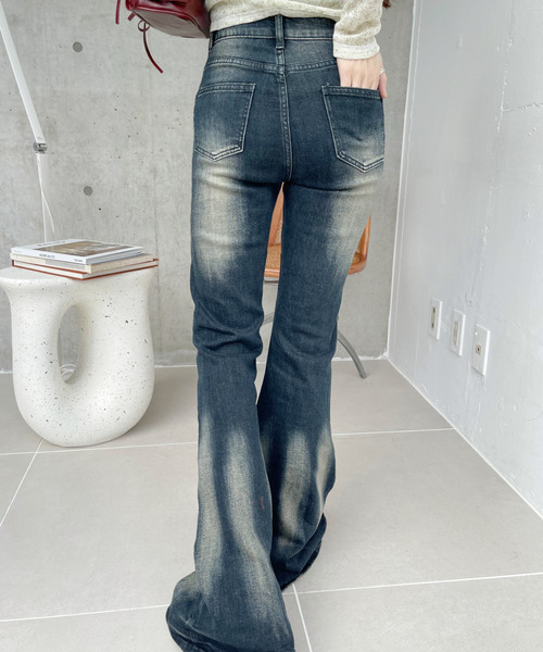 Ada. ジーンズ デニム デニムパンツ ウォッシュ加工 フレアデニム