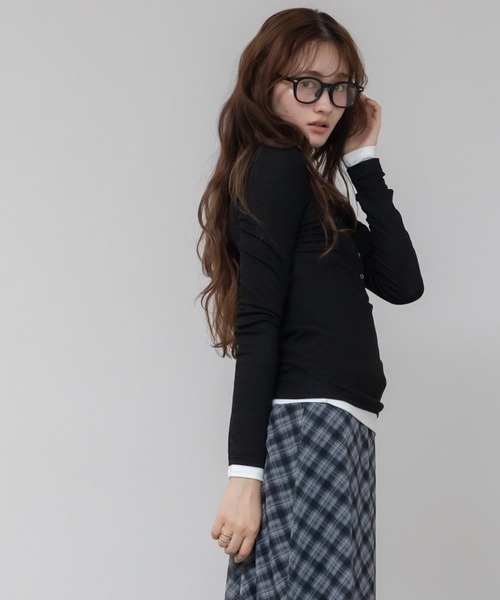 RRL ヘンリーネック 長袖カットソー XSサイズ ごま塩 グレー ニット 激