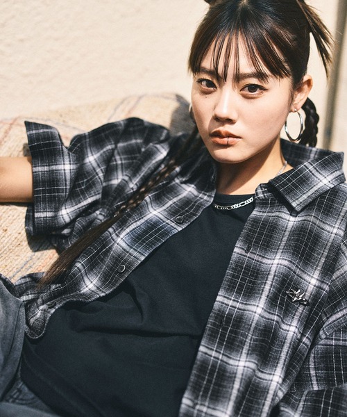 シャツ オンブレチェックビッグシルエット半袖シャツ「UNISEX