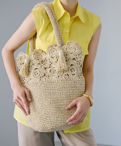 花柄モチーフのトートバッグ 刺繍柄 トートバッグ 透け感 花刺繍 花柄 フラワー トートバッグ