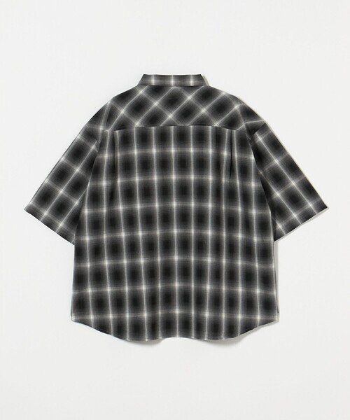 メンズ 重ね着風半袖シャツ ハーフジップ チェック柄シャツa1174 green label relaxing シャツ 「WEB限定」「GLR or」オンブレ