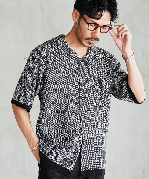 JIGGYS SHOP（ジギーズショップ） シャツ ジャガードニット オープン