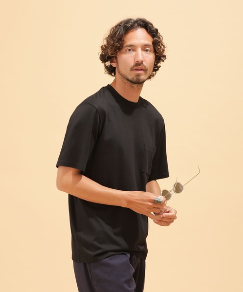 「NANO universe」 半袖Tシャツ M ブルー メンズ