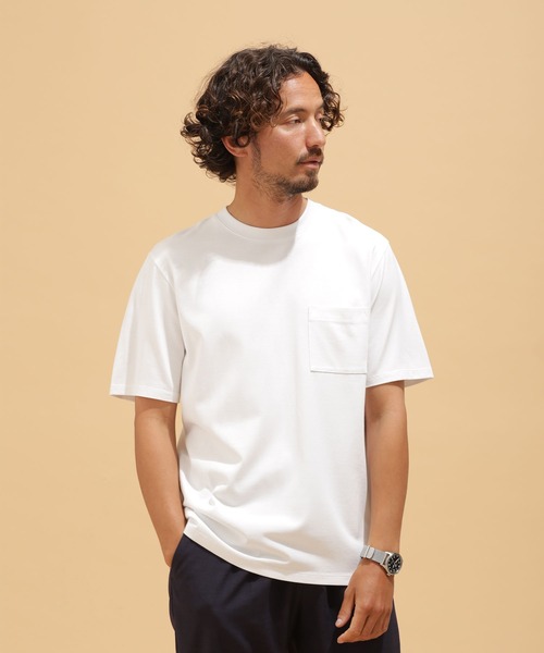 「NANO universe」 半袖Tシャツ M ブルー メンズ