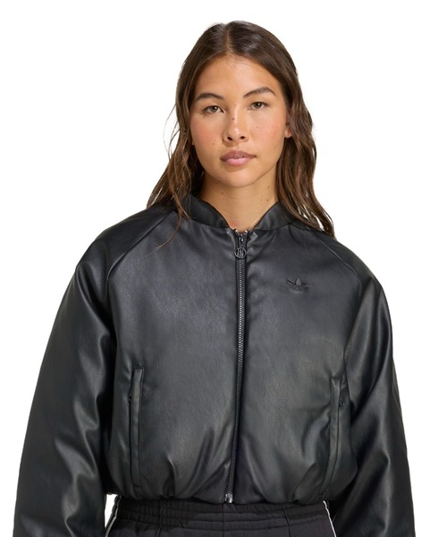 adidas ブラック アウター　ボンバージャケット adidas（アディダス） コート アウター adidas PLEATHER BOMBER