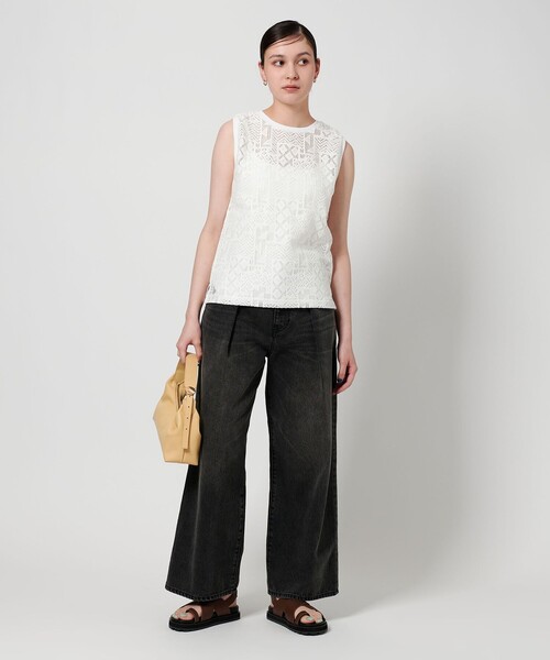 tシャツ 「手洗い可能」ラッセル レース ノースリーブ レディース BEAUTY＆YOUTH UNITED ARROWS tシャツ ラッセルレース