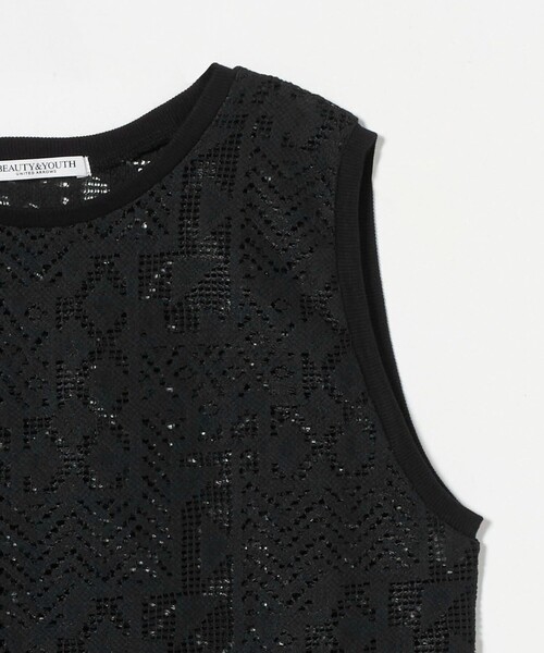 tシャツ 「手洗い可能」ラッセル レース ノースリーブ レディース BEAUTY＆YOUTH UNITED ARROWS tシャツ ラッセルレース