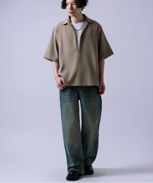 tシャツ 半袖 スキッパーシャツ メンズ レディース : ZOZOTOWN Yahoo