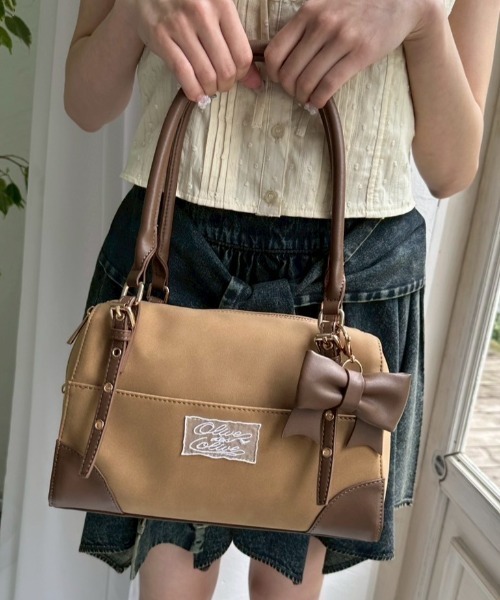 美品　OLIVE des OLIVE　ボストンバッグ OLIVE des ショルダーバッグ バッグ リボンチャーム付き配色