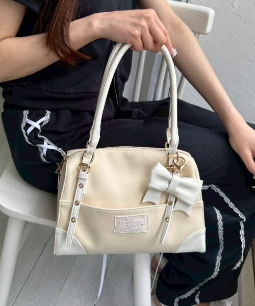 OLIVE des ショルダーバッグ バッグ リボンチャーム付き配色
