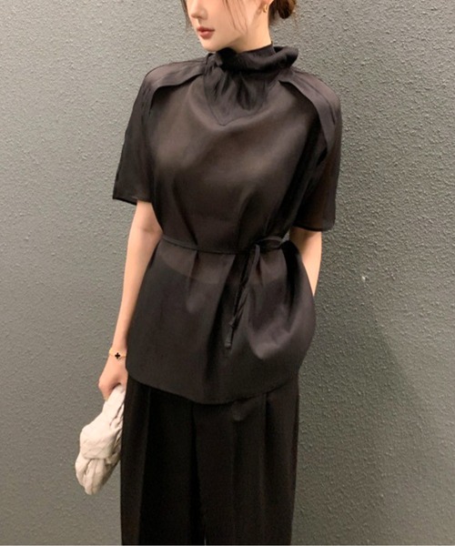 美品 Theory 24SS ウエストカーブ シャツブラウス ブラック ブラウス シャツ ウエストマークシアーブラウス レディース : ZOZOTOWN