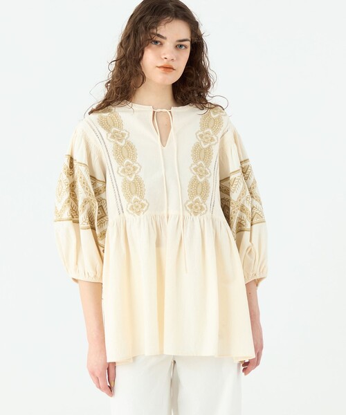 SOULEIADO（ソレイアード） ブラウス シャツ コットンエンブロイダリー