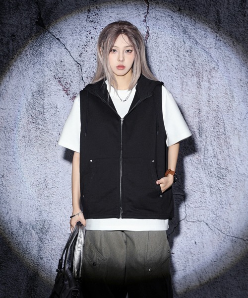 EFFECTION パーカー EFFECTION // nosleeve sweat zip hoodie