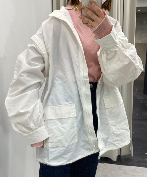 「nemne store」 ジップアップブルゾン MEDIUM オフホワイト レディース_画像9