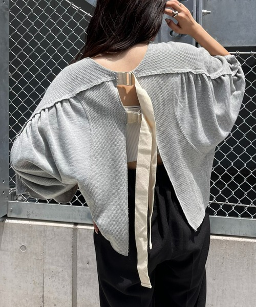 「etsinta」 7分袖カットソー ONE SIZE グレー レディース etsinta 「etsinta」 7分袖カットソー ONE SIZE グレー