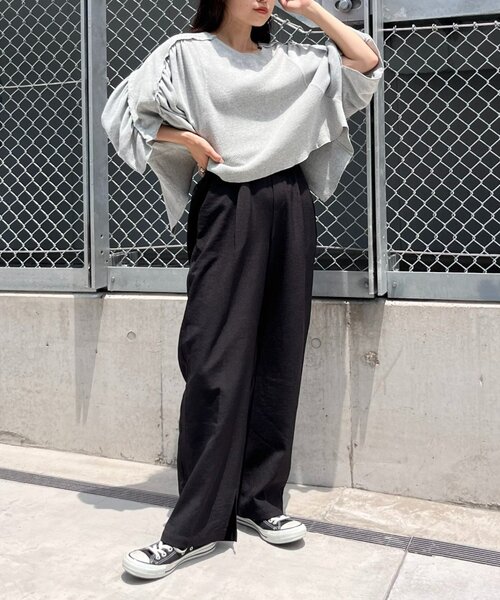 「etsinta」 7分袖カットソー ONE SIZE グレー レディース etsinta 「etsinta」 7分袖カットソー ONE SIZE グレー