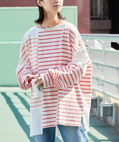 「etsinta」 長袖カットソー ONE SIZE オレンジ レディース