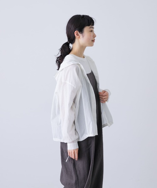 ブラウス シャツ コットンシルクシアーフーディシャツ レディース