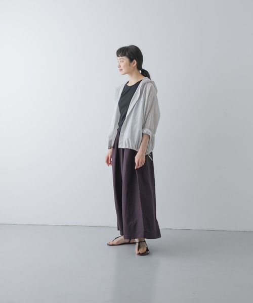 かぐれ ブラウス シャツ コットンシルクシアーフーディシャツ