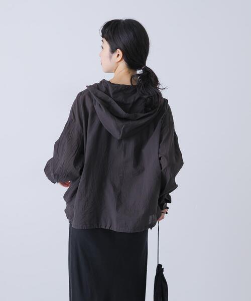 かぐれ ブラウス シャツ コットンシルクシアーフーディシャツ