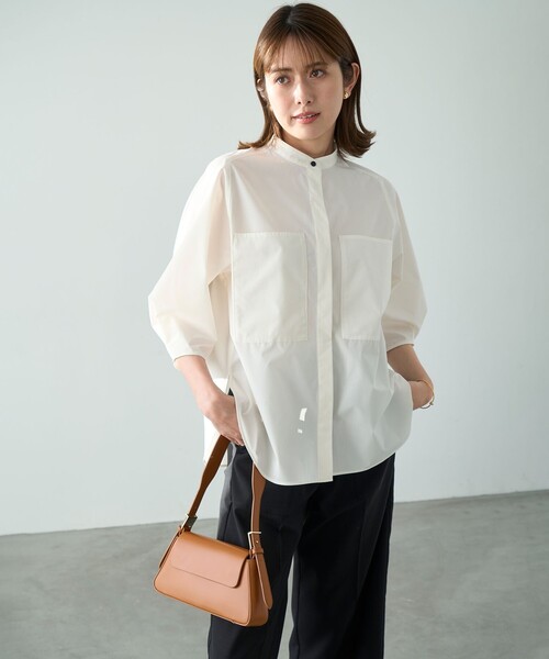 「UNFILO」 7分袖ブラウス MEDIUM ブルー レディース_画像4