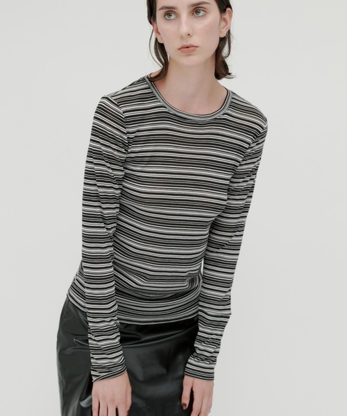 トップス Kiha kiehtova tシャツ 「kiehtova」SHEER BORDER TOPS/シアー ボーダー