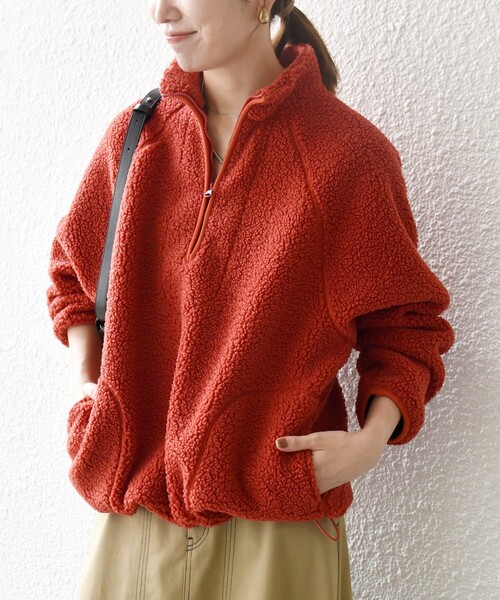 SHIPS any tシャツ any:「洗濯機可能」ボア フリース ハーフジップ