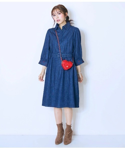 marun（マルン） ワンピース 「大きいサイズ」袖口ハート刺しゅう