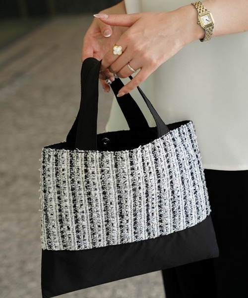 HUIT bouquet（ユイット ブーケ） エコバッグ ツイード 切り替え サブ