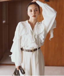 anuans（アニュアンス） ブラウス シャツ リンクルラッフルブラウス