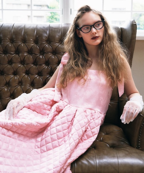 quilting rose satin tiered ミニワンピ　ブラック HONEY MI HONEY（ハニーミーハニー） ワンピース quilting rose satin