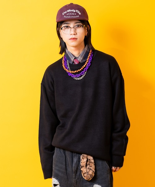 セーター ニット a.p.o.v. カラーバリエーションオーバーサイズクルー