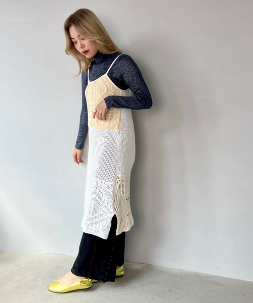 「SANSeLF」 タートルネックニット FREE ネイビー レディース_画像7