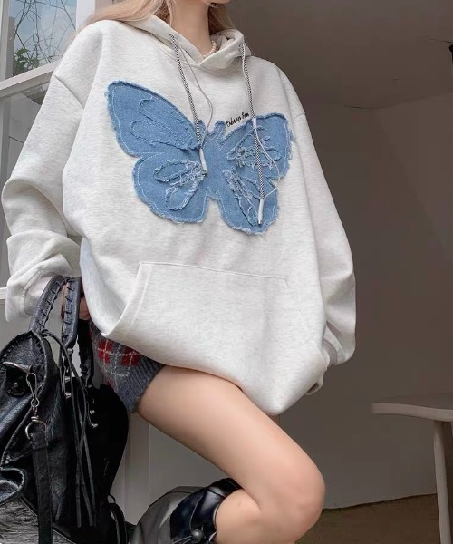 「DIAVEL」 プルオーバーパーカー M ブラック レディース_画像4