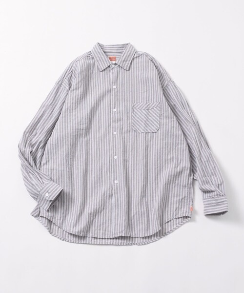 「HINSON」 長袖シャツ LARGE サックスブルー メンズ_画像2