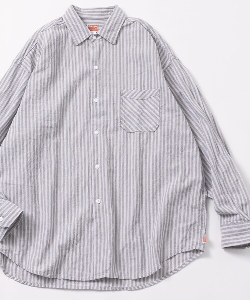 「HINSON」 長袖シャツ LARGE サックスブルー メンズ_画像3