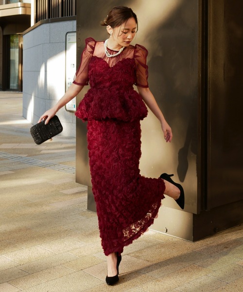 My shawty（マイシャウティー） ドレス rose peplum set dress