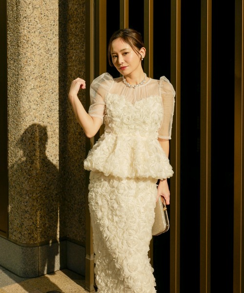 My shawty（マイシャウティー） ドレス rose peplum set dress
