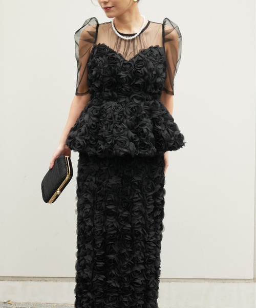 My shawty（マイシャウティー） ドレス rose peplum set dress