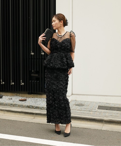 My shawty（マイシャウティー） ドレス rose peplum set dress
