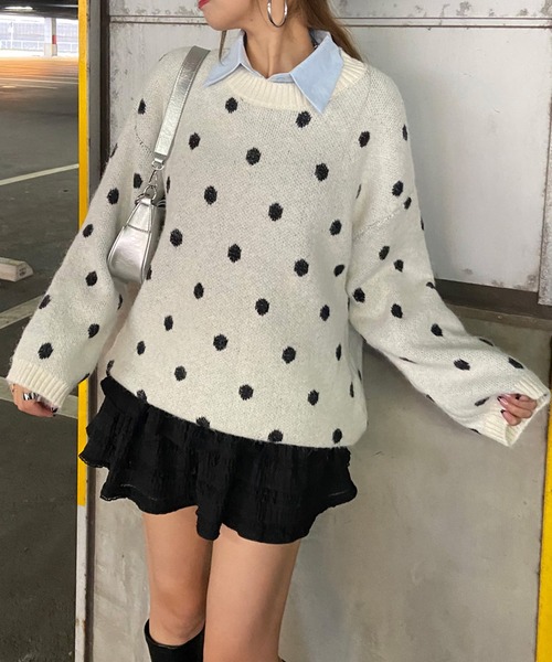 non-hedge（ノンヘッジ） ニット セーター ドット柄ニットトップス