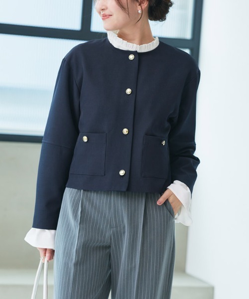 Pierrot（ピエロ） ジャケット ノーカラージャケット ゴールドボタン