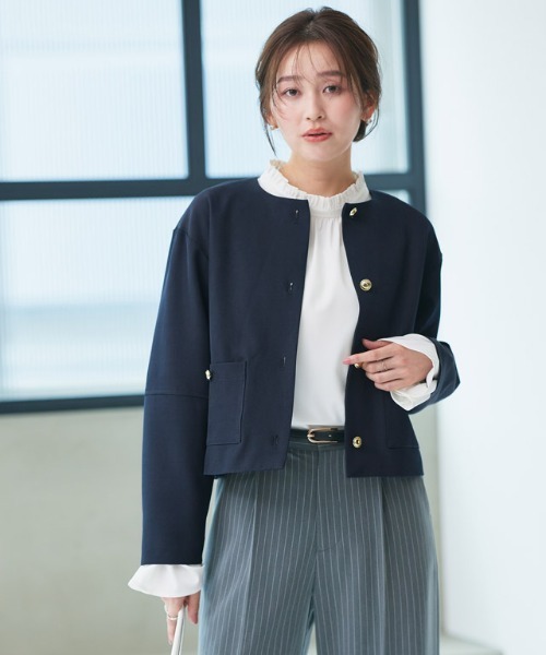 Pierrot（ピエロ） ジャケット ノーカラージャケット ゴールドボタン