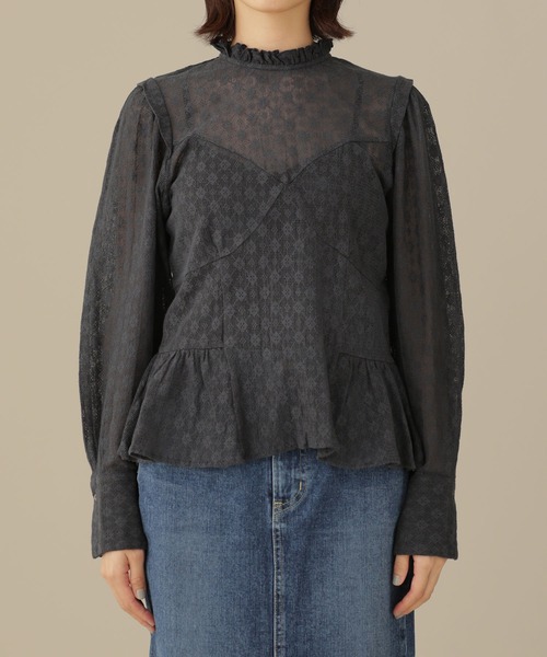 「CASA FLINE」 長袖ブラウス FREE チャコール レディース_画像3