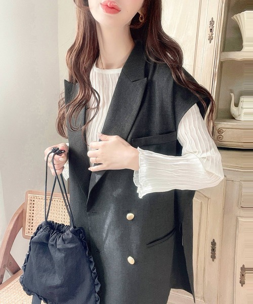 「classicalelf」 ベスト X-LARGE グレイッシュベージュ レディース_画像9