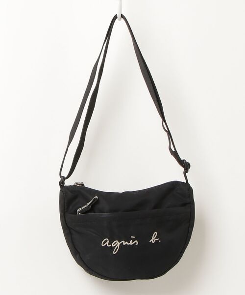 agnes b.(アニエスベー) 刺繍ショルダーバッグ - ブラック agnes b.(アニエスベー) 刺繍ショルダーバッグ - ブラック