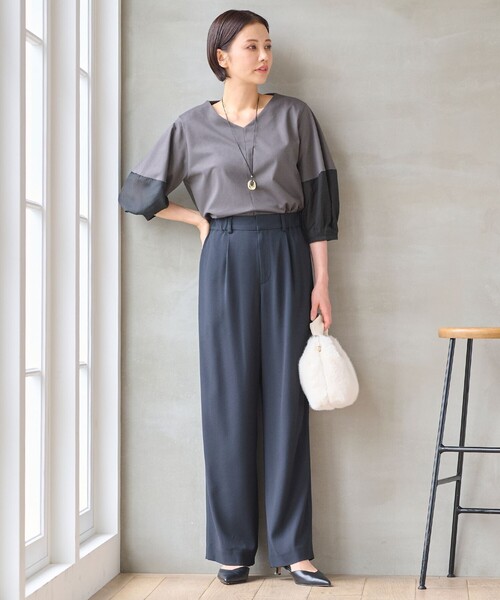 「自由区」 長袖カットソー 44 グレー レディース_画像5